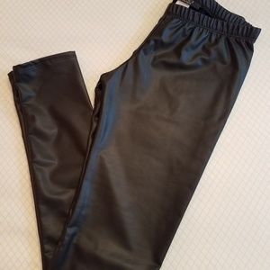 NEW!!! Matte Black Slick Faux Leather Leggings